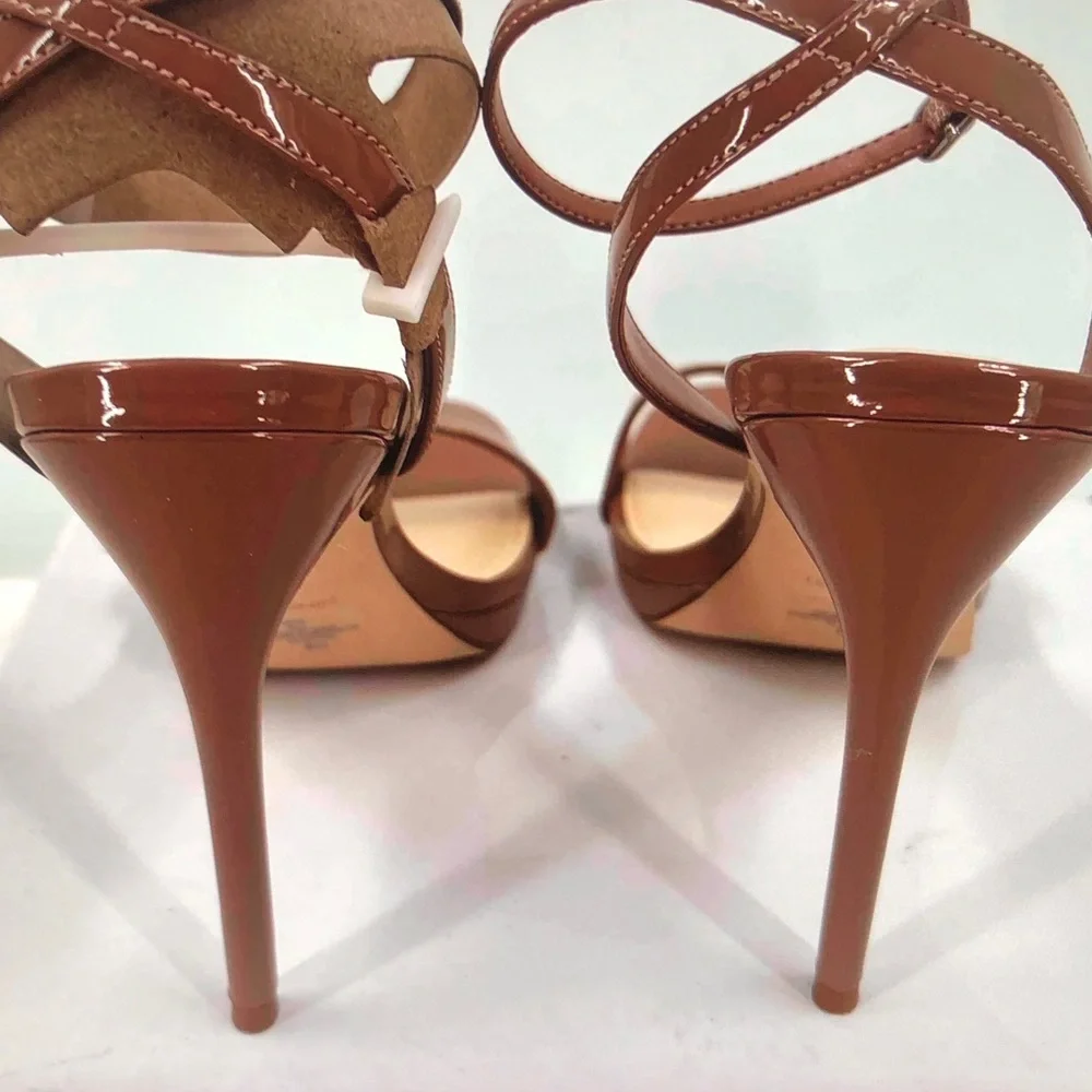 Nine West Brown Patent Leather High Heel Sandals - Picture 5 of 10